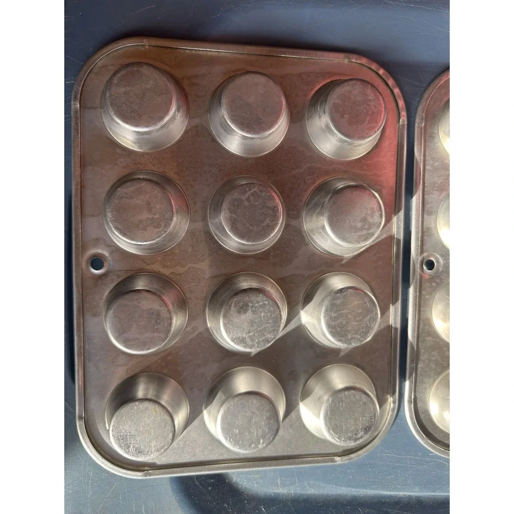 3 Vtg Wear Ever Mini Muffin Tin‎ Pan Aluminum Tart Cupcake 12 Holes 1 3/4